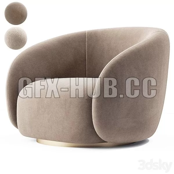 FURNITURE 3D MODELS – EICHHOLTZ Swivel Armchair BRICE Boucle Cream