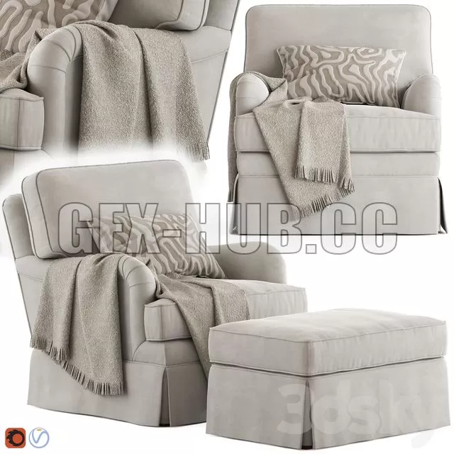 FURNITURE 3D MODELS – Ethan Allen Monica Armchair and Ottoman FURNITURE 3D MODELS – Ethan Allen Monica Armchair and Ottoman