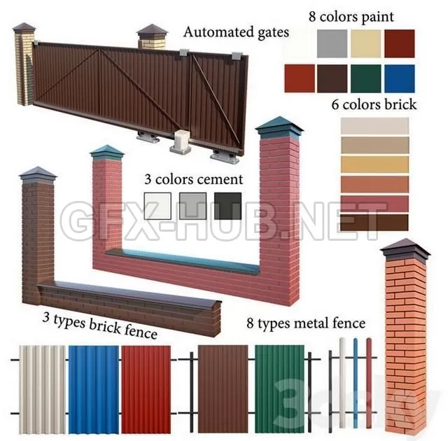 FURNITURE 3D MODELS – Fence set