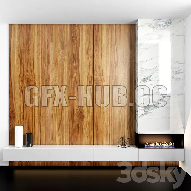 FURNITURE 3D MODELS – Fireplace & Wood TV Zone