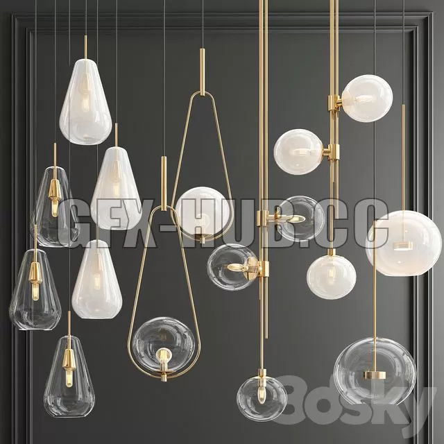 FURNITURE 3D MODELS – Four Hanging Lights 56