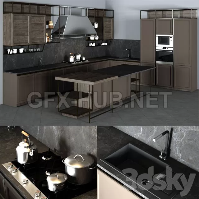 FURNITURE 3D MODELS – Frame Snaidero Kitchen Furniture