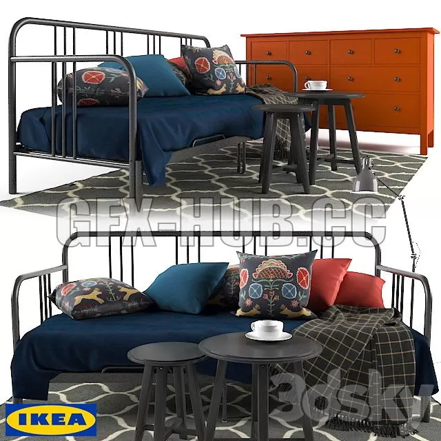 FURNITURE 3D MODELS – FYRESDAL-IKEA Daybed & HEMNES-IKEA 8-drawer dresser