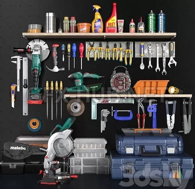 FURNITURE 3D MODELS – Garage tools set 2