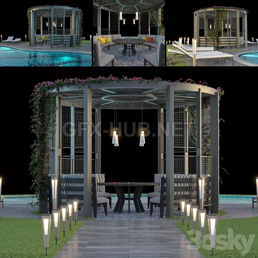 FURNITURE 3D MODELS – Gazebo and Swimming Pool # 6