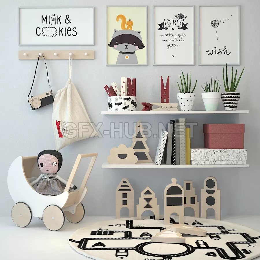 FURNITURE 3D MODELS – Girl room decor J17