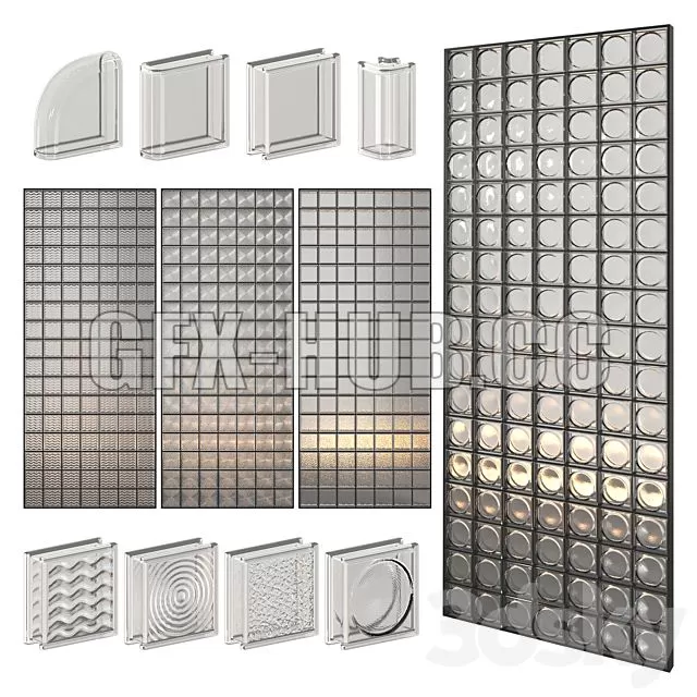 FURNITURE 3D MODELS – Glass Block Wall 02