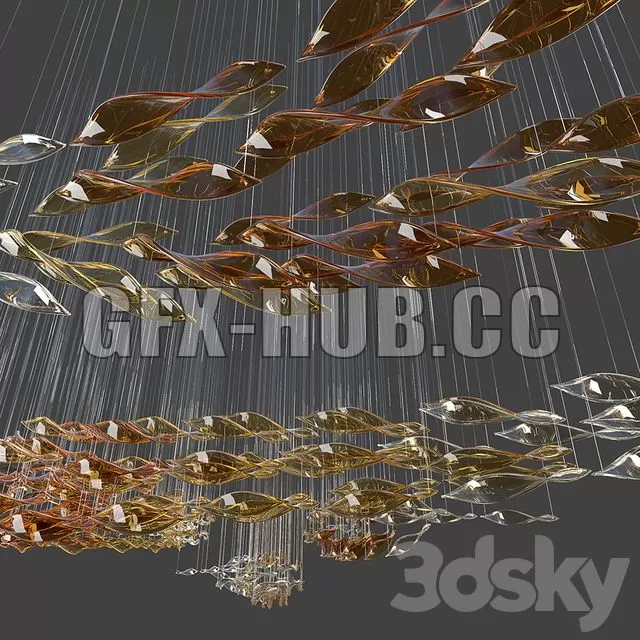 FURNITURE 3D MODELS – Glass Waves Chandelier 1