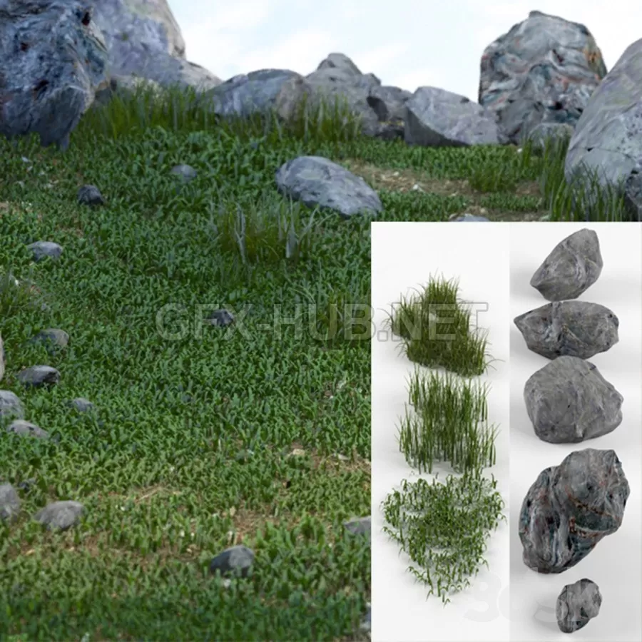 FURNITURE 3D MODELS – Grass and stones SRG FURNITURE 3D MODELS – Grass and stones SRG