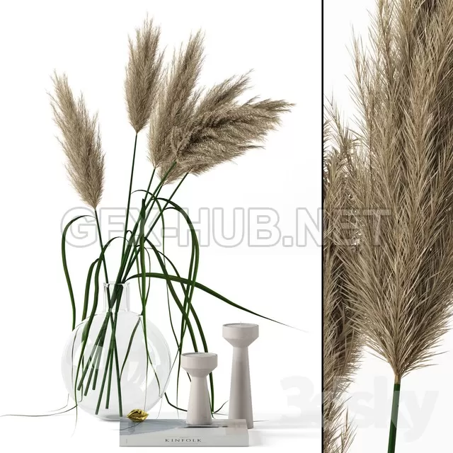 FURNITURE 3D MODELS – Grass in round vase FURNITURE 3D MODELS – Grass in round vase