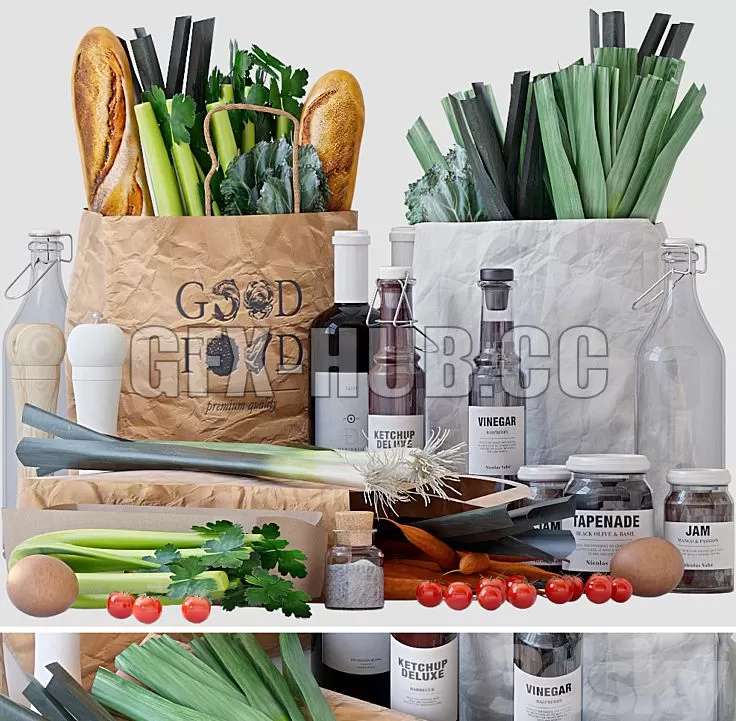 FURNITURE 3D MODELS – Grocery bags (products in kraft packages) FURNITURE 3D MODELS – Grocery bags (products in kraft packages)