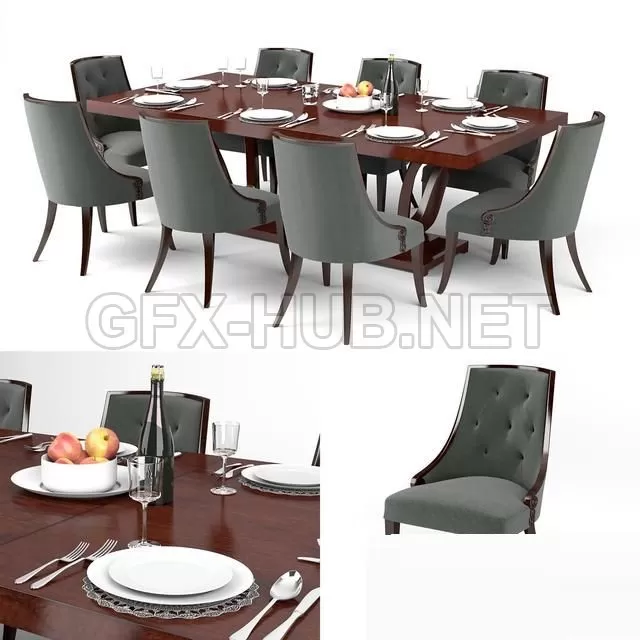 FURNITURE 3D MODELS – Guy Fontaine Dining Table & chairs FURNITURE 3D MODELS – Guy Fontaine Dining Table & chairs