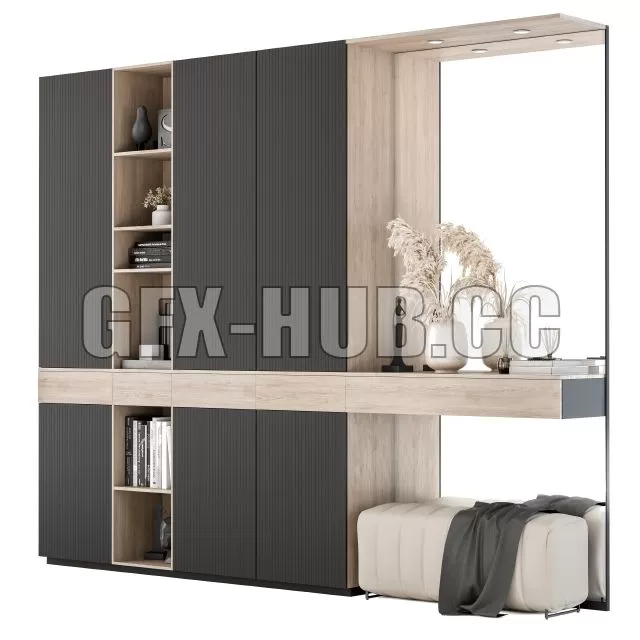FURNITURE 3D MODELS – Hallway 08 Black and Wood Set FURNITURE 3D MODELS – Hallway 08 Black and Wood Set