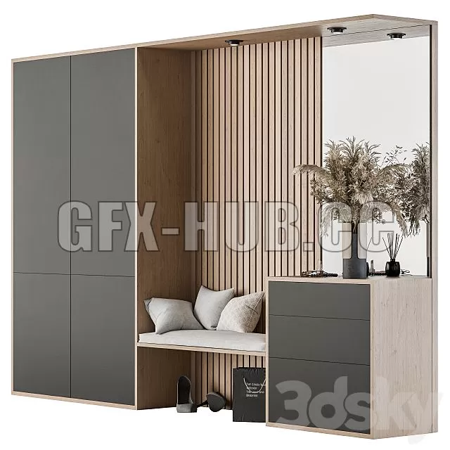 FURNITURE 3D MODELS – Hallway 11 Wood and Black Set FURNITURE 3D MODELS – Hallway 11 Wood and Black Set