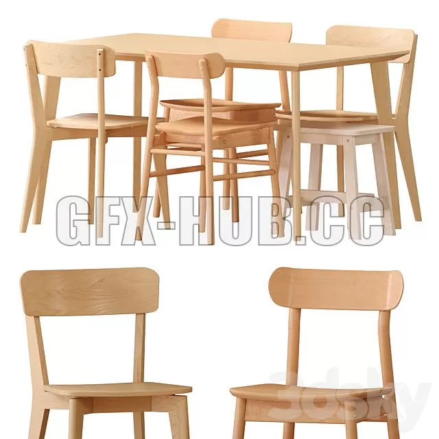 FURNITURE 3D MODELS – IKEA LISABO Table And Chairs