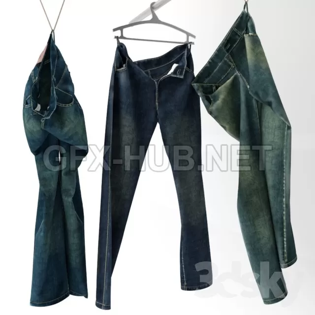 FURNITURE 3D MODELS – Jeans on a Hanger and Hook FURNITURE 3D MODELS – Jeans on a Hanger and Hook