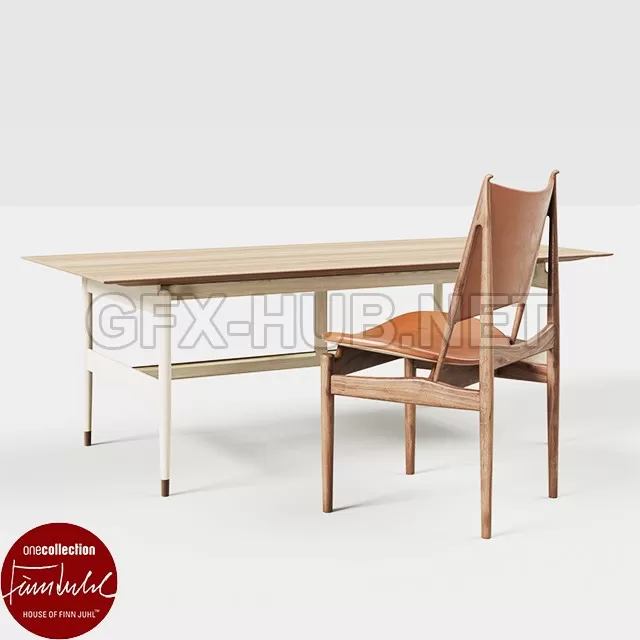 FURNITURE 3D MODELS – Kaufmann table and Egyptian chair bu Finn Juhl FURNITURE 3D MODELS – Kaufmann table and Egyptian chair bu Finn Juhl