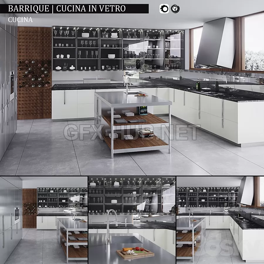 FURNITURE 3D MODELS – Kitchen Barrique Cucina in vetro FURNITURE 3D MODELS – Kitchen Barrique Cucina in vetro