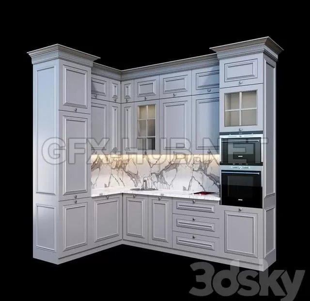 FURNITURE 3D MODELS – Kitchen in the style of modern classics FURNITURE 3D MODELS – Kitchen in the style of modern classics
