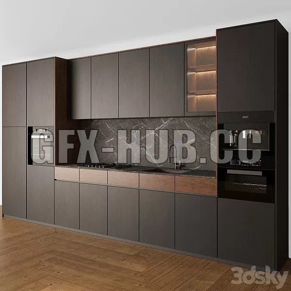 FURNITURE 3D MODELS – Kitchen Modern 05 Black & Wood FURNITURE 3D MODELS – Kitchen Modern 05 Black & Wood