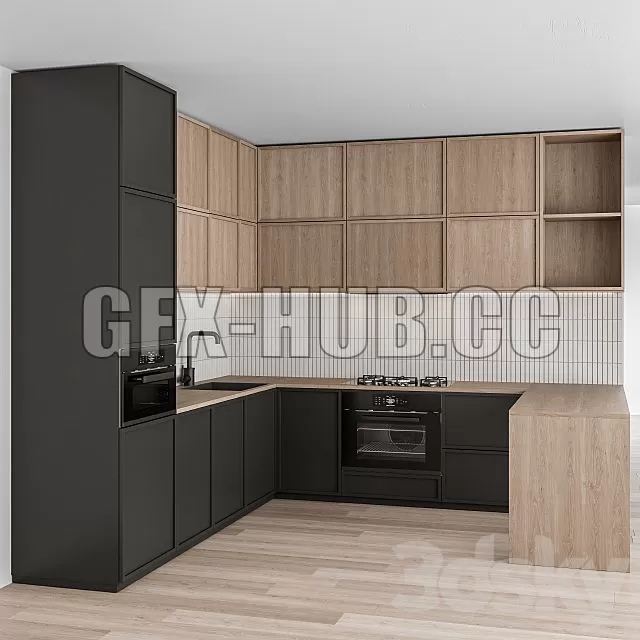 FURNITURE 3D MODELS – Kitchen Modern Black and White with Wood 50 FURNITURE 3D MODELS – Kitchen Modern Black and White with Wood 50