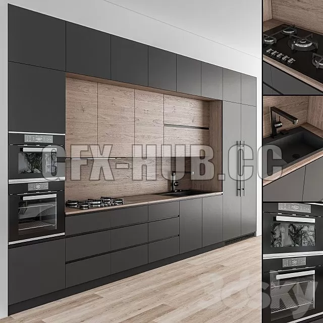 FURNITURE 3D MODELS – Kitchen Modern Wood and Black 49 FURNITURE 3D MODELS – Kitchen Modern Wood and Black 49
