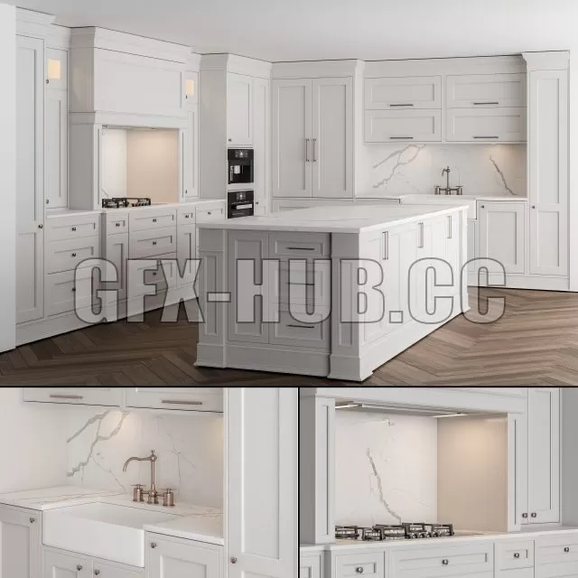 FURNITURE 3D MODELS – Kitchen NeoClassic White Set 16 FURNITURE 3D MODELS – Kitchen NeoClassic White Set 16
