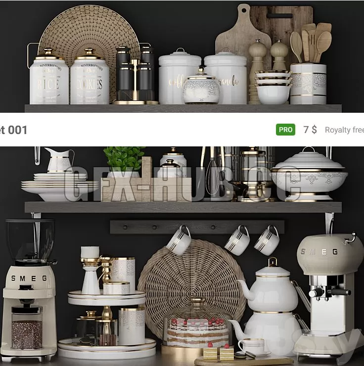 FURNITURE 3D MODELS – Kitchen Set 001 FURNITURE 3D MODELS – Kitchen Set 001