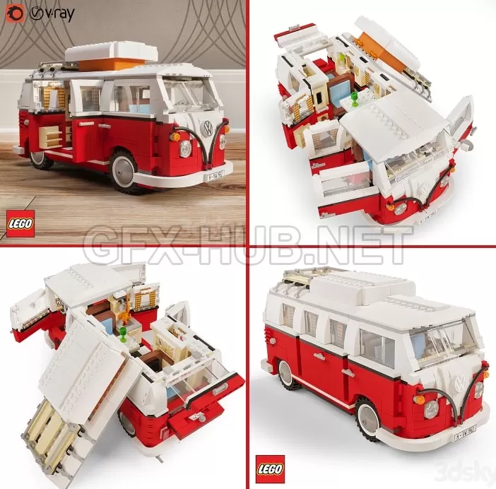 FURNITURE 3D MODELS – LEGO 10220 Volkswagen T1 FURNITURE 3D MODELS – LEGO 10220 Volkswagen T1