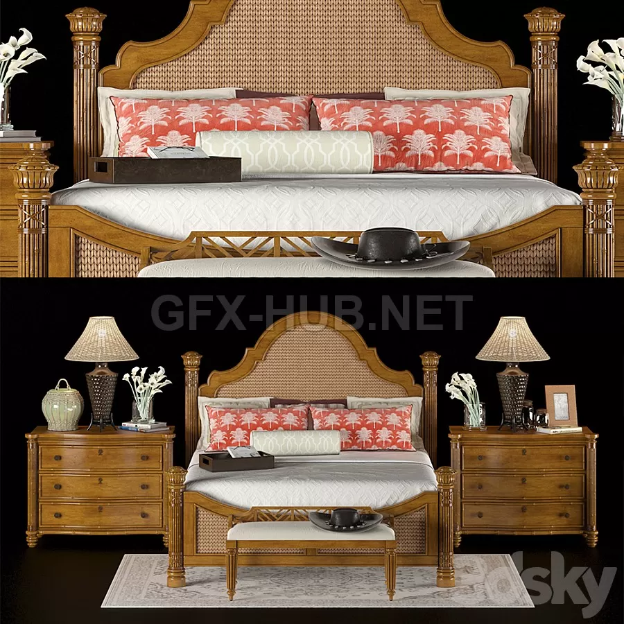 FURNITURE 3D MODELS – Lexington Home Brands Island Estate By Tommy Bahama Home Round Hill Bed FURNITURE 3D MODELS – Lexington Home Brands Island Estate By Tommy Bahama Home Round Hill Bed