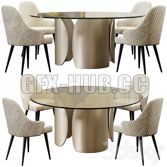 FURNITURE 3D MODELS – Ludwig Chair and Table Petalo 72 Round by Reflex