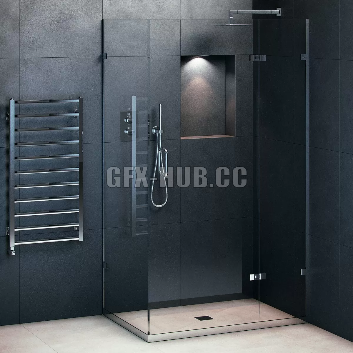 FURNITURE 3D MODELS – Majestic Showers Portofino and heated towel rail FURNITURE 3D MODELS – Majestic Showers Portofino and heated towel rail