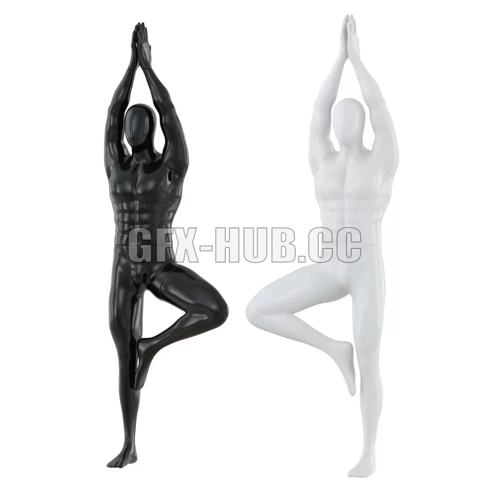 FURNITURE 3D MODELS – Male Abstract Mannequin Stands in Yoga Pose 109 FURNITURE 3D MODELS – Male Abstract Mannequin Stands in Yoga Pose 109