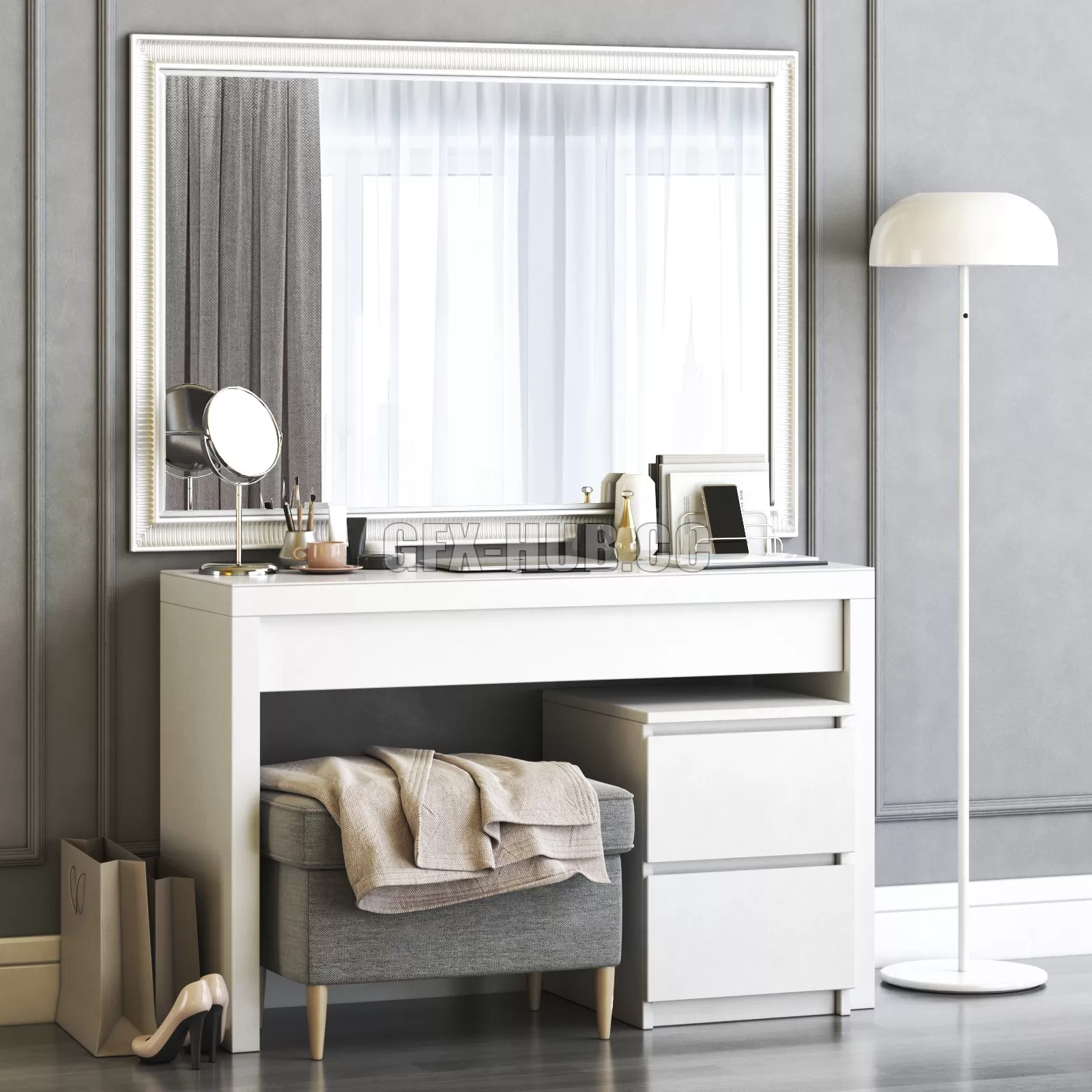 FURNITURE 3D MODELS – MALM Dressing Table by IKEA and decor FURNITURE 3D MODELS – MALM Dressing Table by IKEA and decor