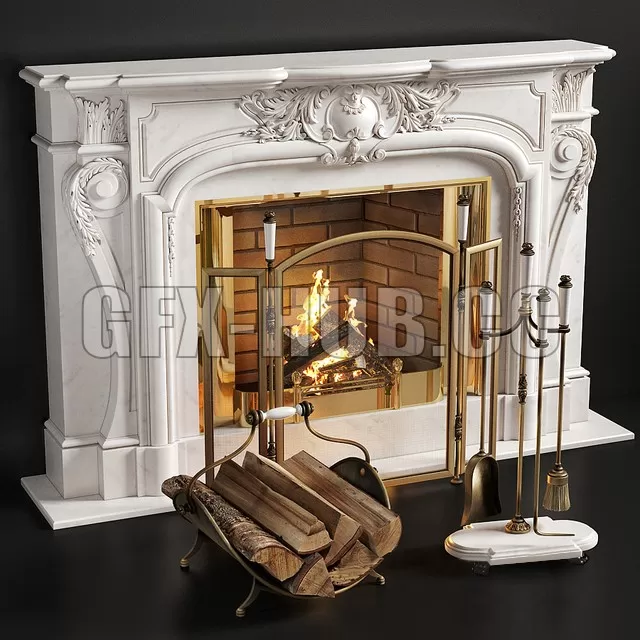 FURNITURE 3D MODELS – Marble Fireplace Louis XIV FURNITURE 3D MODELS – Marble Fireplace Louis XIV