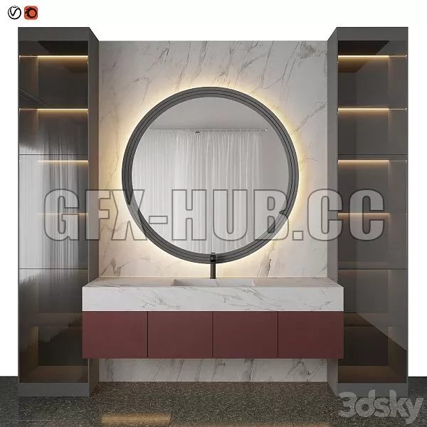 FURNITURE 3D MODELS – Marble Red Bathroom FURNITURE 3D MODELS – Marble Red Bathroom