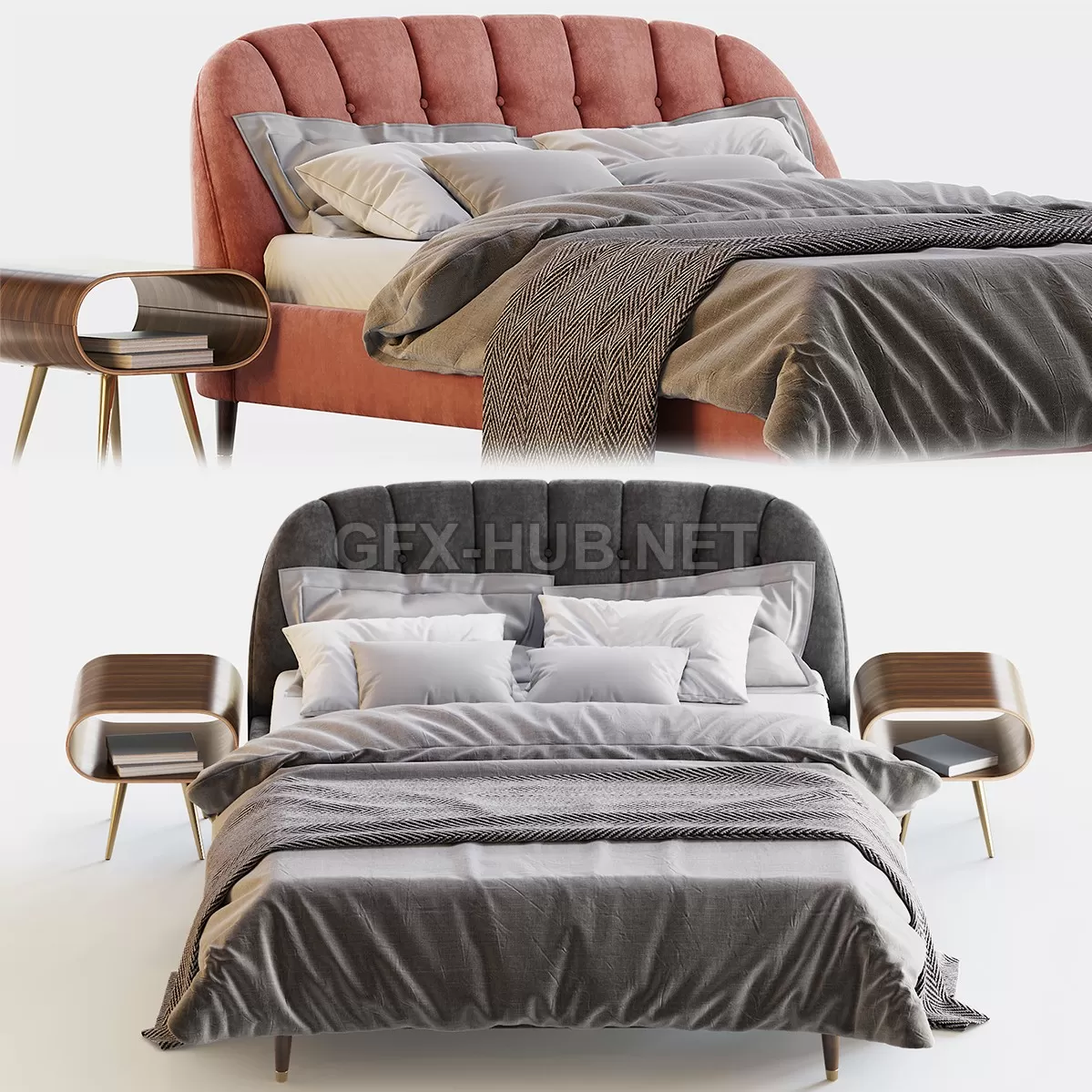 FURNITURE 3D MODELS – MARGOT BED VELVET FURNITURE 3D MODELS – MARGOT BED VELVET