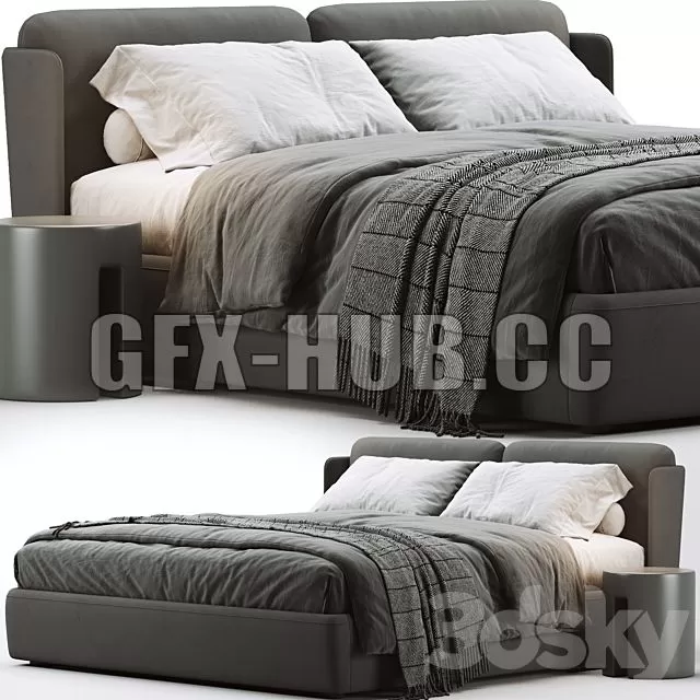 FURNITURE 3D MODELS – Meridiani Kira Bed FURNITURE 3D MODELS – Meridiani Kira Bed