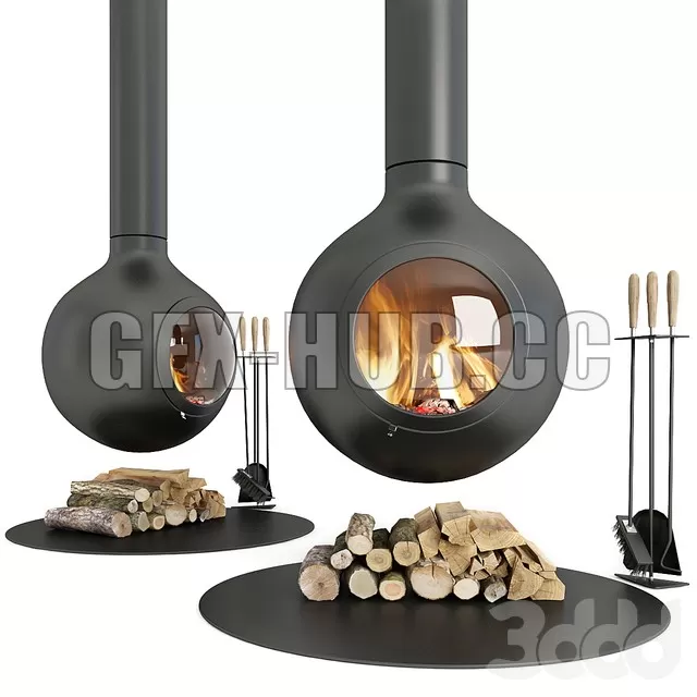 FURNITURE 3D MODELS – Metal fireplace Focus Bathyscafocus Hublot