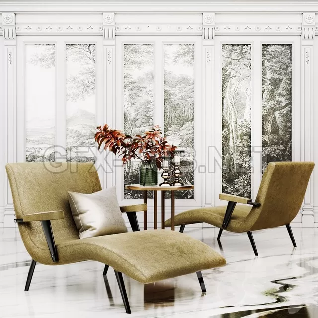 FURNITURE 3D MODELS – Mid Century Chaise Longue