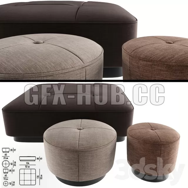 FURNITURE 3D MODELS – Minnoti Jacques Poufs Fabric