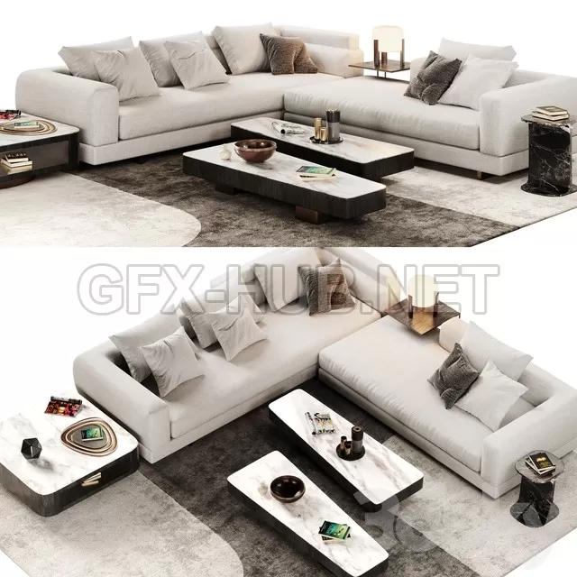 FURNITURE 3D MODELS – Minotti Alexander Sofa Opcion A