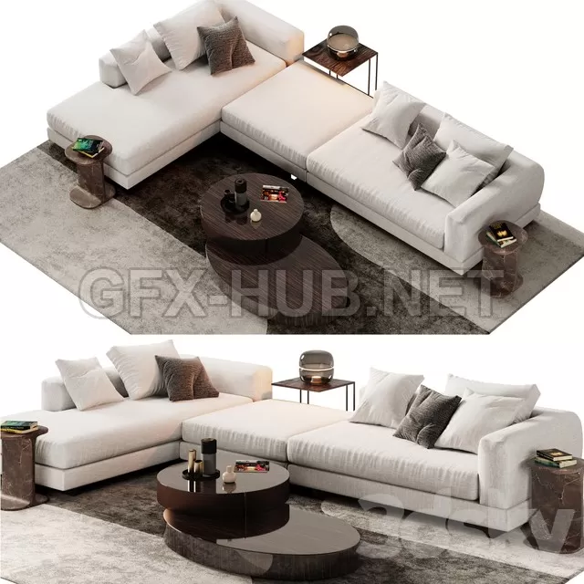 FURNITURE 3D MODELS – Minotti Alexander Sofa Opcion B