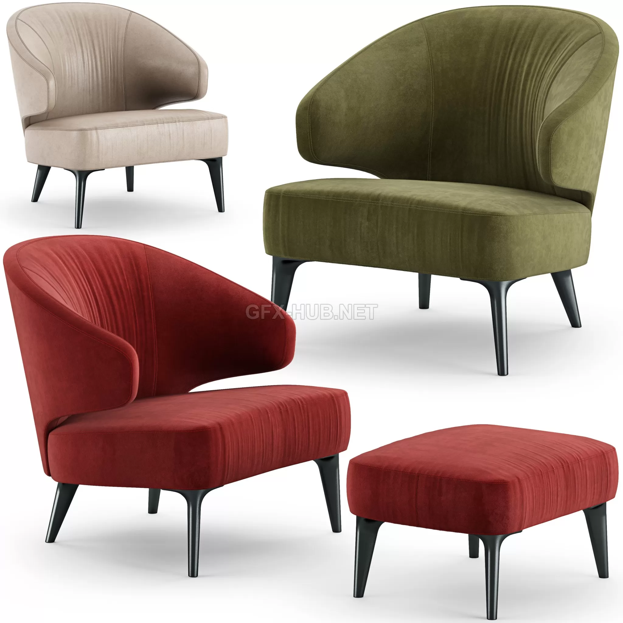 FURNITURE 3D MODELS – Minotti Aston Armchair