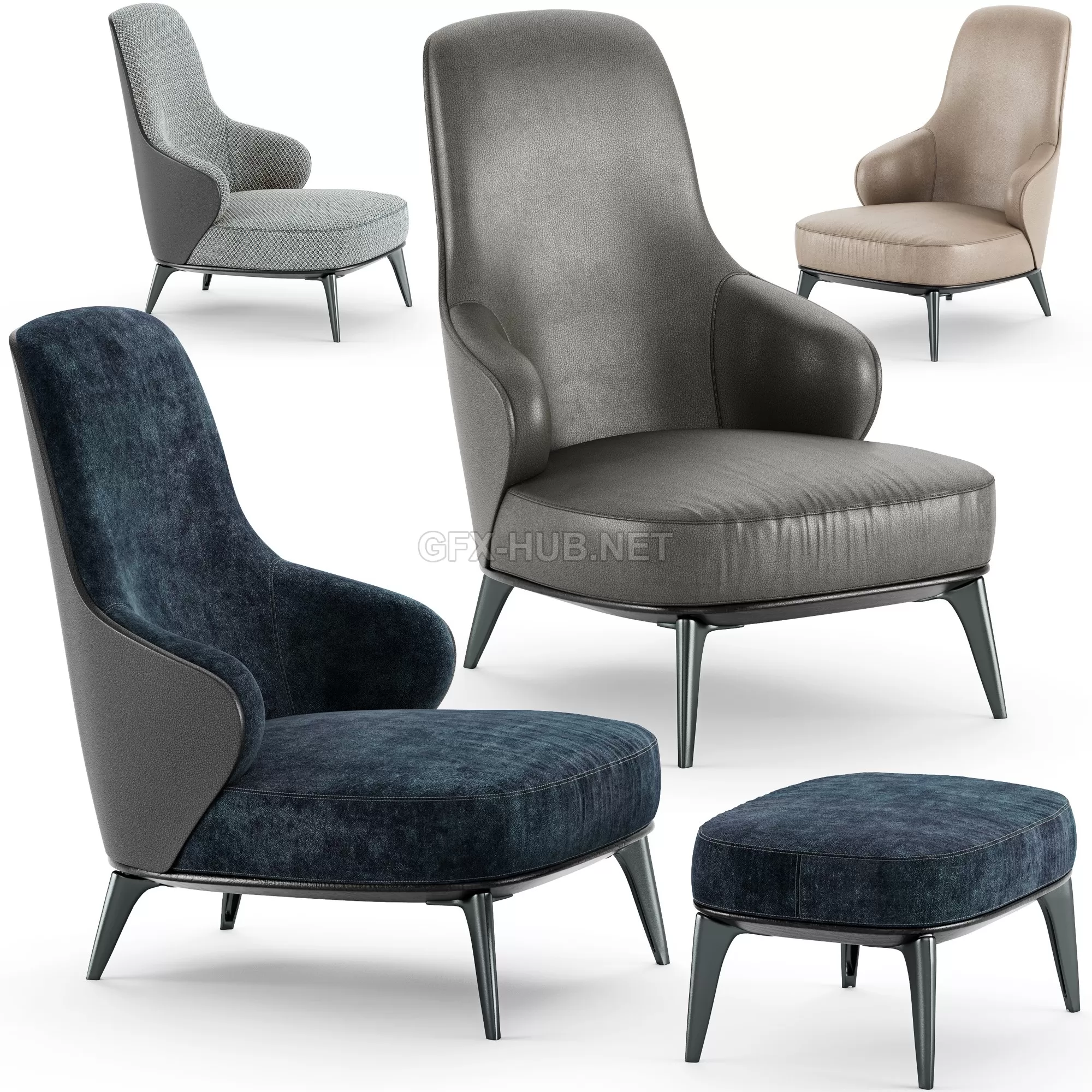 FURNITURE 3D MODELS – Minotti Leslie Bergere Armchair