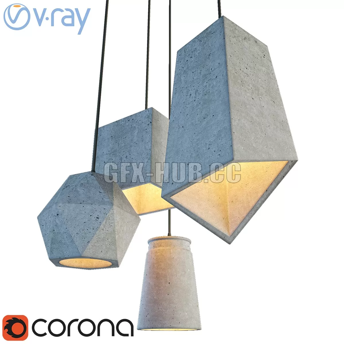 FURNITURE 3D MODELS – Modern cement lights