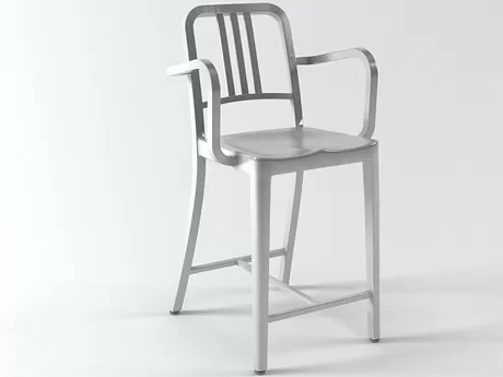 FURNITURE 3D MODELS – Navy Counter Stool With Arms