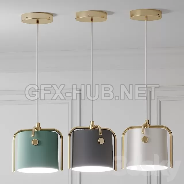 FURNITURE 3D MODELS – Nordic Drum Shade Pendant Lamp Gray-Green-White