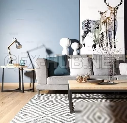 FURNITURE 3D MODELS – Nordic modular sofa living room