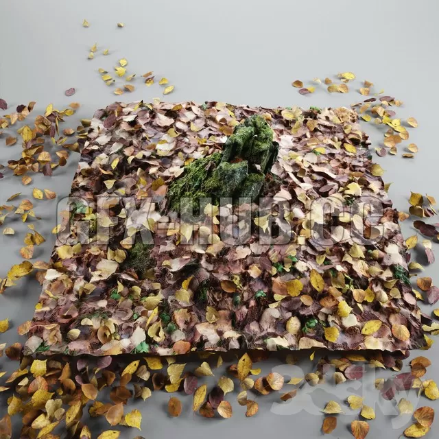 FURNITURE 3D MODELS – Old stump with moss + leaves